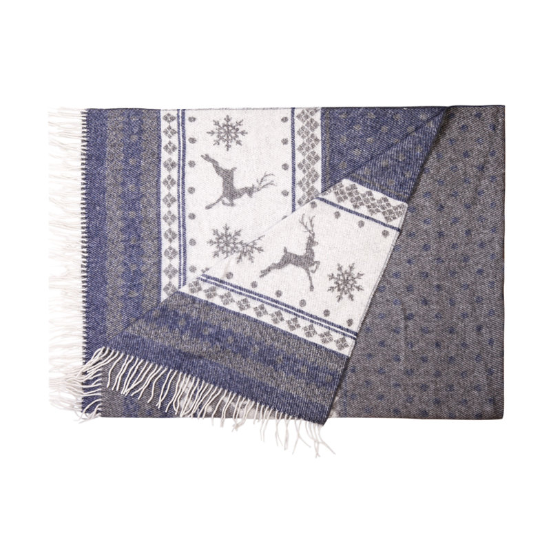 Gurekam Christmas Raindeers Throw, Blue reindeer