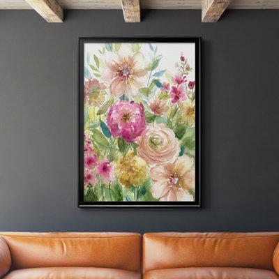 Jardin de fleurs - Peinture sur toile encadrée