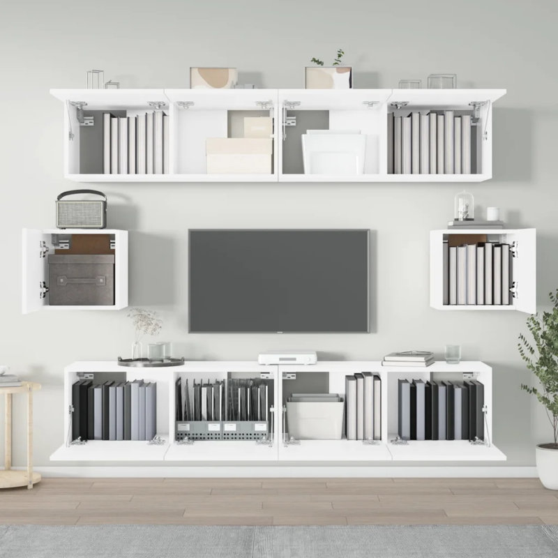 Mantador Unfinished TV Stand for TVs up to 88", White, 100cm W x 30cm D x 30cm  H