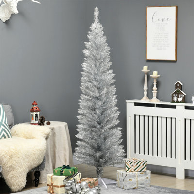 Arbre de Noël artificiel 6 pi avec arbre de Noël mince 6 pi avec 390 branches réalistes et support en plastique