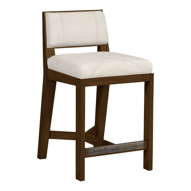 Scoville By Thom Filicia Upholstered Counter Stool with Solid Wood Frame, La Havane, Parchemin instantané