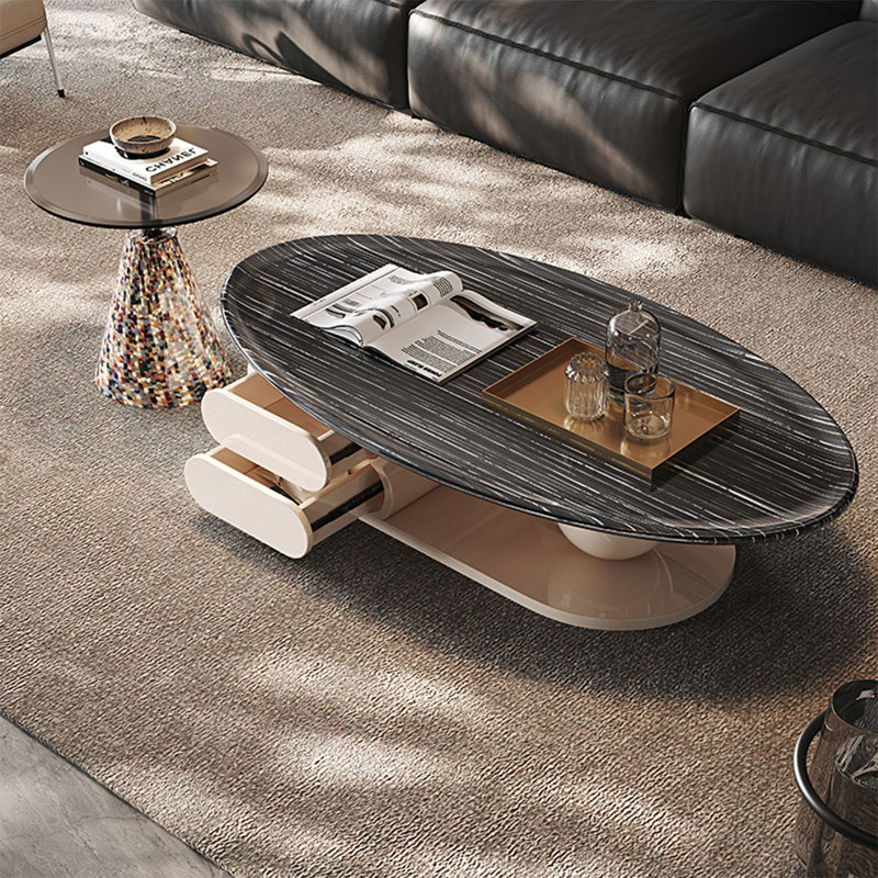 Table basse moderne et simple avec salon ovale, H 15,7 po x L 43,3 po x l 23,6 po