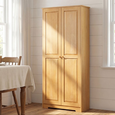 Freestanding Pantry Cabinet with Doors and Shelves, 67" Kitchen Pantry Cabinet for Dining Room, Living Room, Laundry, Bathroom