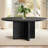 60 Inch White Oak Veneer Round Pedestal Dining Table-116066845