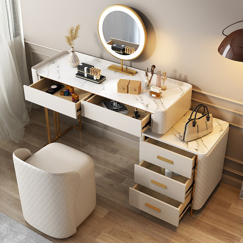 Makeup Vanity with Light mirror,5 drawers,Power Outlet