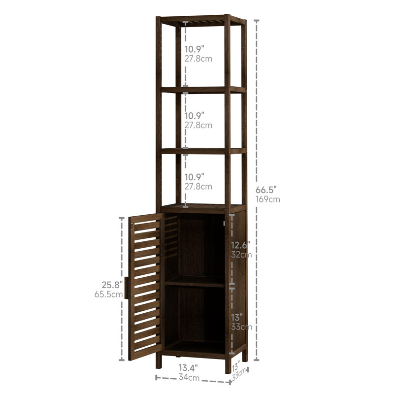 Taylorstown Bamboo Freestanding Linen Cabinet, Walnut