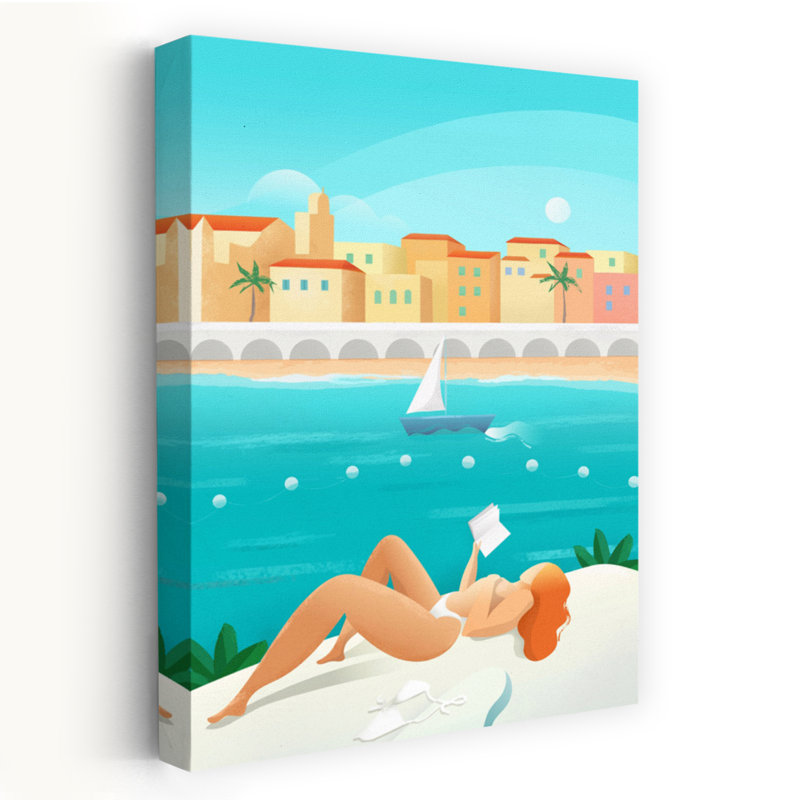 Affiche murale abstraite Côte d'Azur, H 60 po x l 40 po
