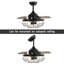 Ventilateur de plafond 36 pouces rétractable avec 36 modes de fonctionnement et 2 tiges de descente noir mat avec lumières