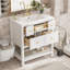 Ensemble de meuble-lavabo simple 30 po avec 5 tiroirs, meuble-lavabo autoportant avec cadre en bois massif 30 po, blanc-1032920583