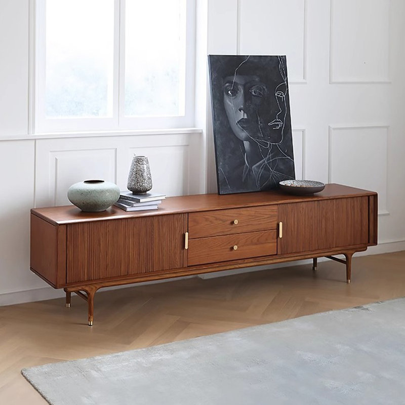 Meuble télé rétro avec rangement simple, H 22,83 po x L 78,74 po x l 17,72 po