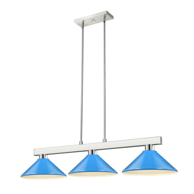 Caine 3 - Light Dimmable Modern Linear Chandelier, Electric Blue