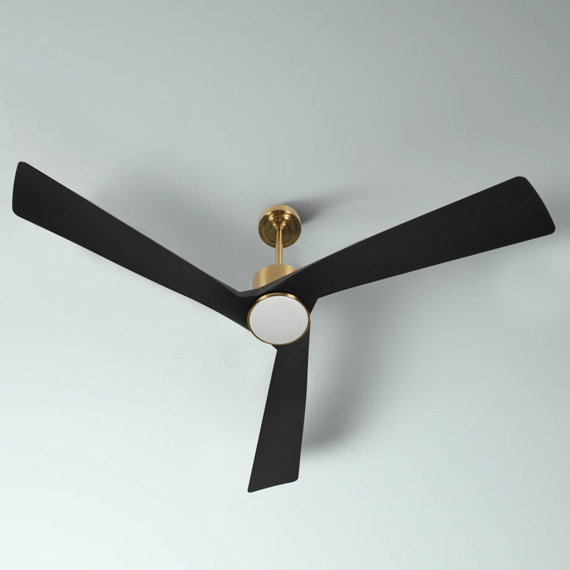 Karlena 60'' Modern Large Dimmable Ceiling Fan with Led Light and Remote, APP, TIimer, Memory, Gold/Matte Black