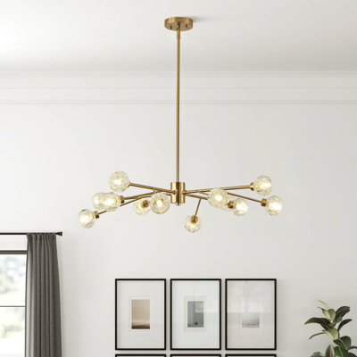 12-Copper colored iron art dimmable glass pendant light