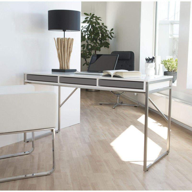 Mistral Standing Desk W:137cm X D: 60cm with metal legs incl. 3 trays, White/Graphite