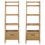 Bibliothèque 2 pièces Pablo avec tiroirs et tablettes ouvertes, bois d'hévéa brun