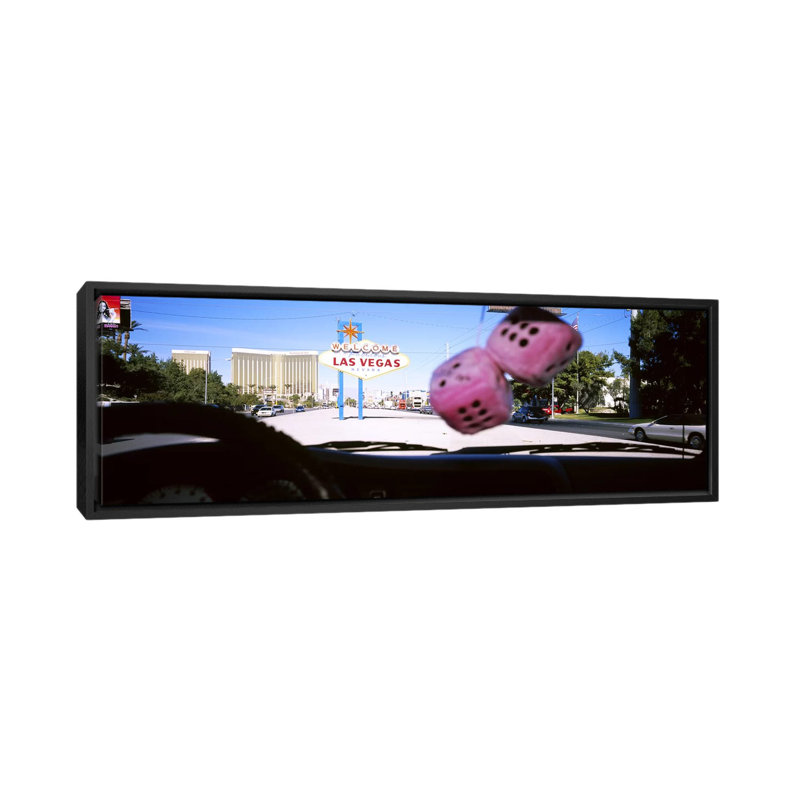 Panneau d’accueil panoramique à une route visionné à partir d’une voiture, las vegas, nevada, reproduction de photo sur toile tendue