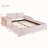 Full Size Upholstered Grounded Bed, Mother & Child Bed with Bedside Desk and Little Round Stool, Velvet, Pink-956088335-956088333