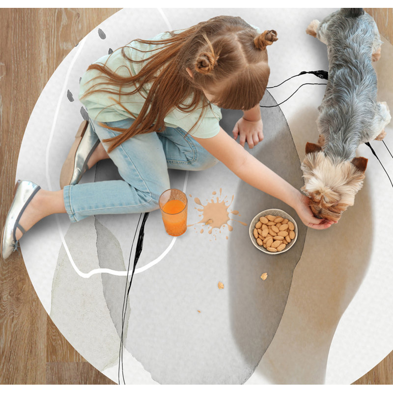 Denique Vinyl Machine Printed Area Rug, Round 150cm