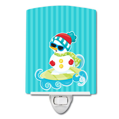 Beach Snowman Surfer Ceramic Night Light