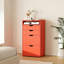 Coiffeuse 3 en 1 avec miroir rabattable et lumières, bureau de maquillage compact avec tabouret caché et tiroirs de rangement, orange-592028870