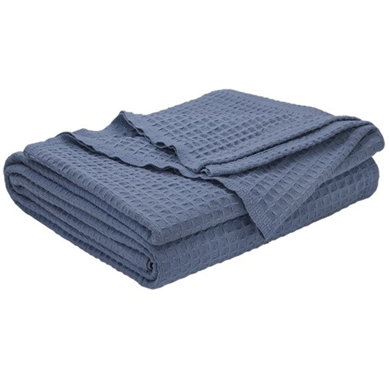 Couverture en coton ISC Rifz, Bleu, Simple