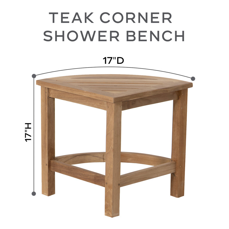 Beytullah 17'' W Teak Corner Shower Bench