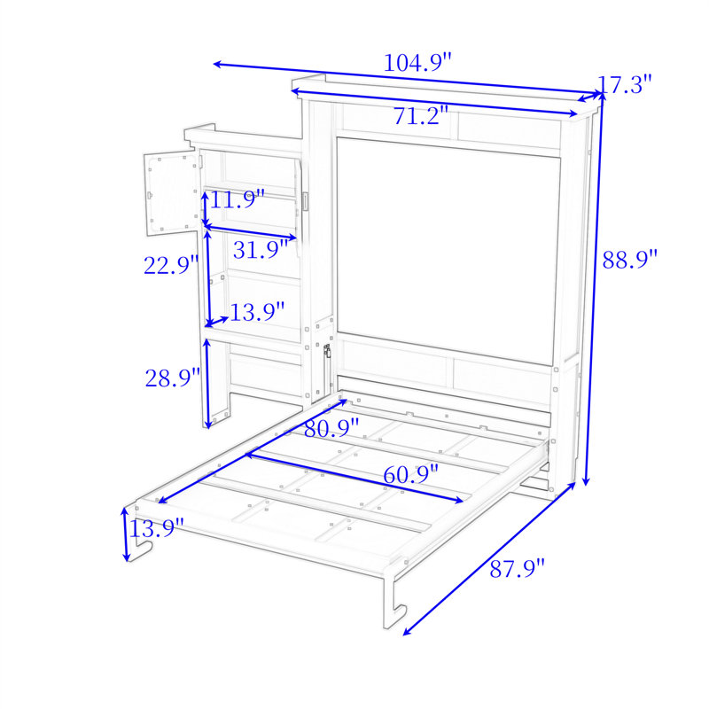 Lit escamotable avec tablettes de rangement Murphy