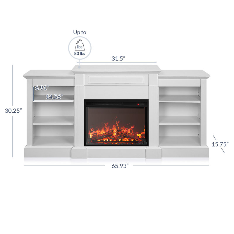  Bonhill 65.93'' Entertainment Center W/ Storage Credenza with Electric Fireplace, White