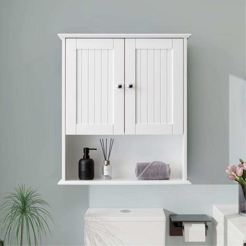 Upgraded Bathroom Wall Cabinet Over The Toilet Storage Cabinet Wall Mounted Storage Cabinet Wooden Medicine Cabinets, White