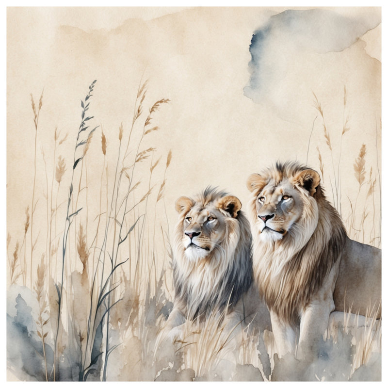 Tapis de bain Deux lions mâles, L 24 po x L 17 po