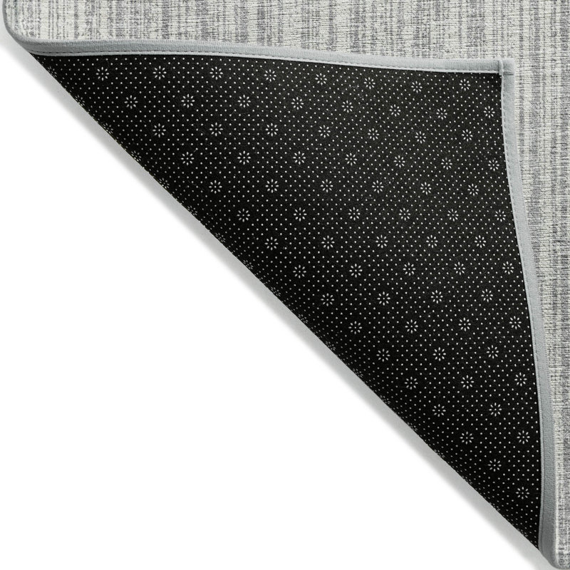 Tapis intérieur lavable rayé gris et argent 9 pi x 12 pi