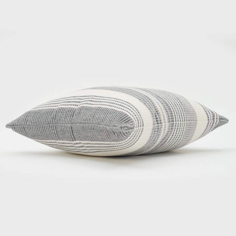 Modern Striped Woven Pillow - Soft Textured, Neutral Freja Design for Living Room/Bedroom, Charcoal Grey