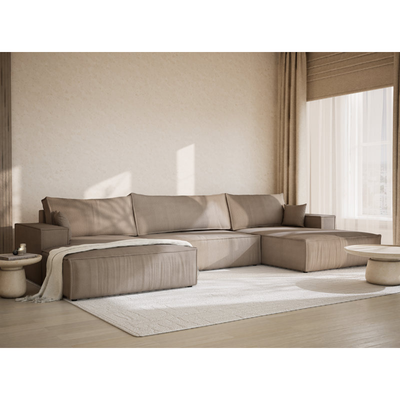 6 Seater Reclining Corner Sectional, Beige