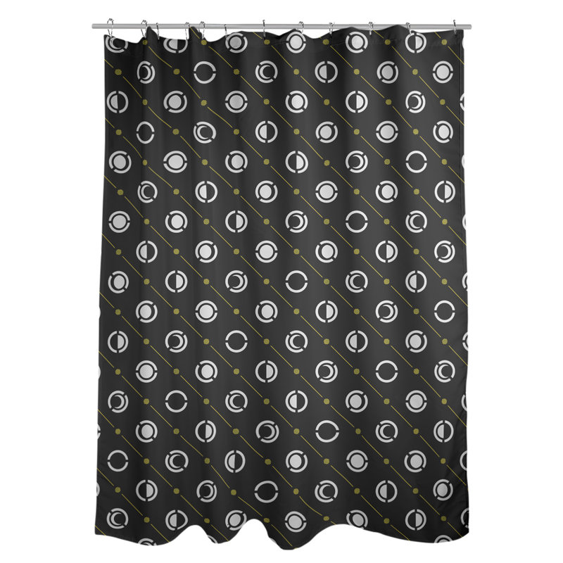 Rideau de douche à phases simples classic moon Noira Gothard, Accent jaune / noir