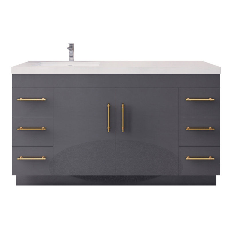 Ensemble de meuble-lavabo simple 60 po Verda, Gris