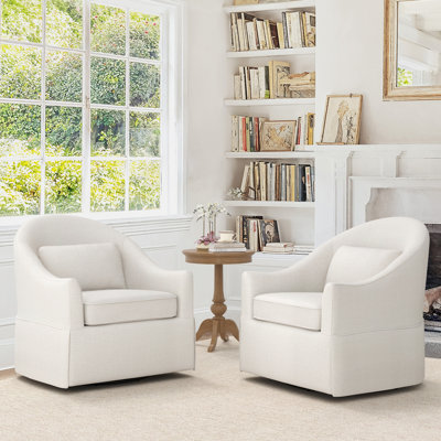 Martha Upholstered Swivel Barrel Chair(Set Of 2)