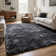 Dark gray shag area rug plush carpet
