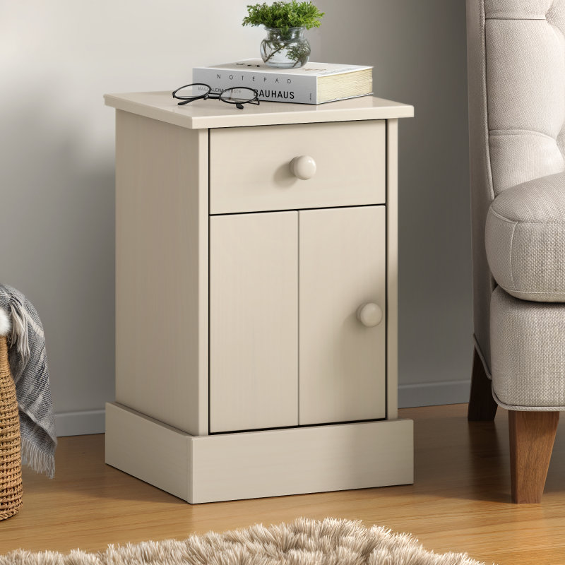 35cm W Solid Wood Bedside Table, White