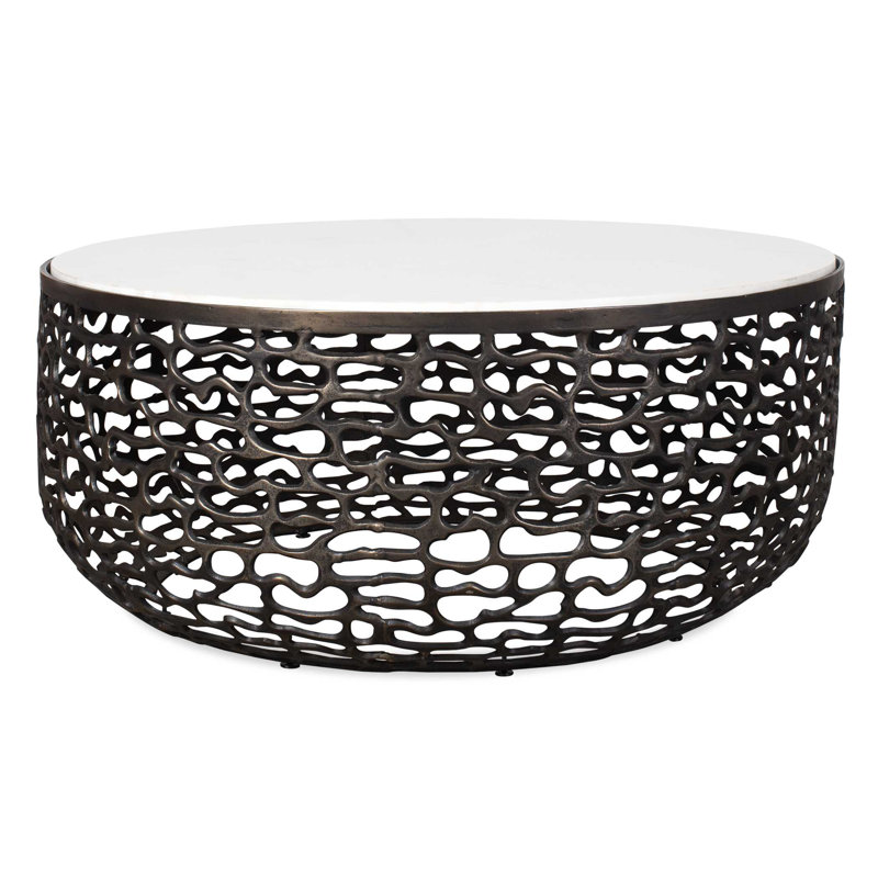  Table basse d'extérieur en marbre blanc Sabena