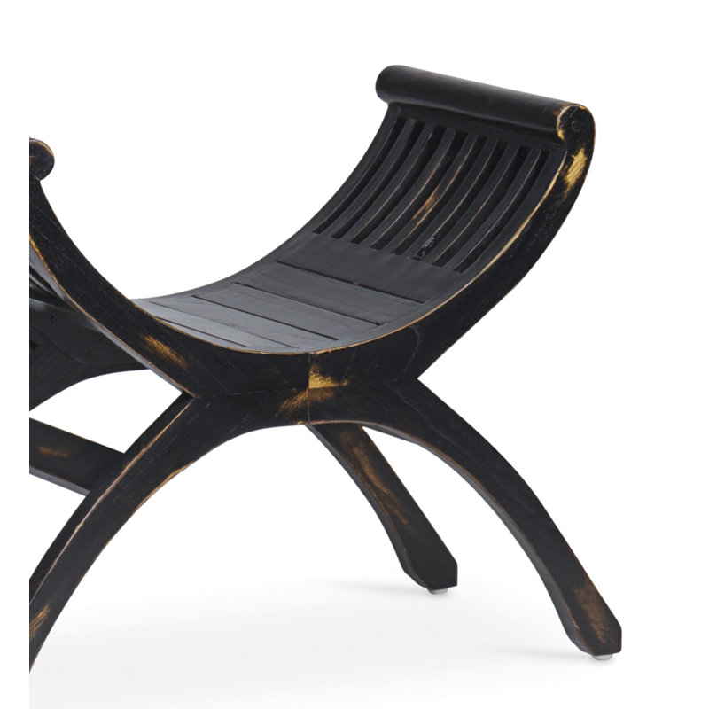 Yuyu Solid Wood Bench, Aged Black