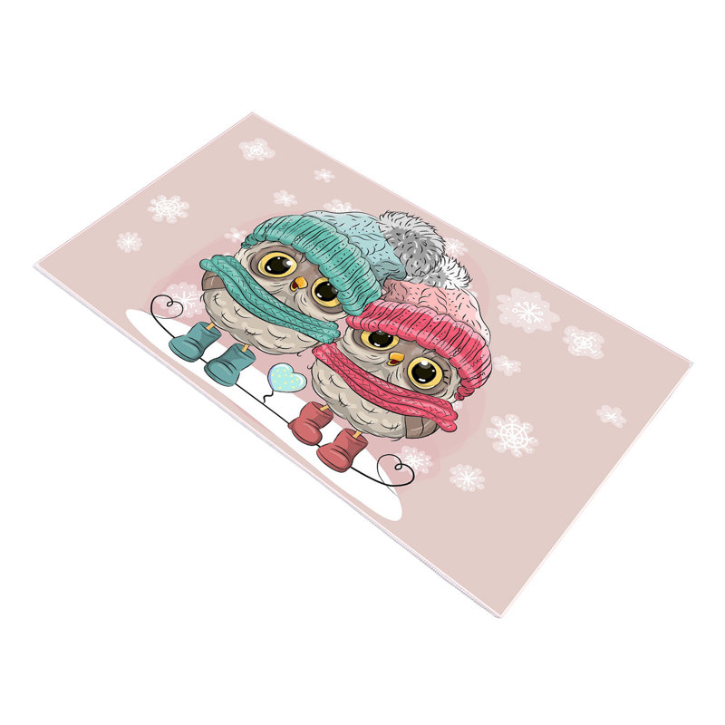 Tapis rectangulaire en polyester tissé à la machine rose / bleu / brun clair, Rectangle 5 pi 3 po x 7 pi 7 po