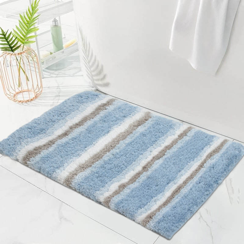 Tapis pour salle de bain Amyr, Bleu, L 24 po x l 17 po