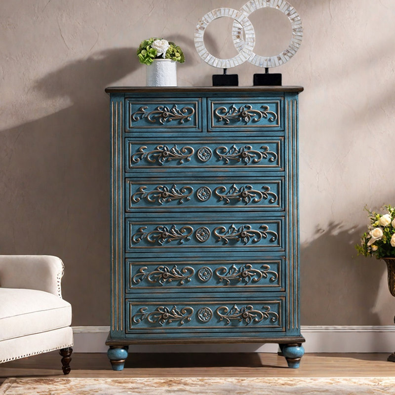 Commode d'appoint de style américain vintage, Bleu