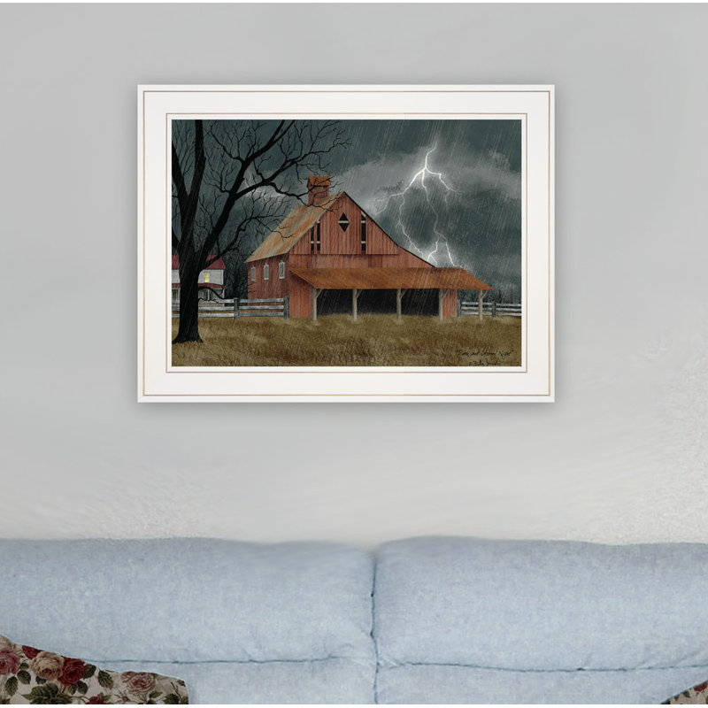 «Dark and Stormy Night», art mural encadré pour le salon, décoration intérieure par Billy Jacobs, Cadre blanc