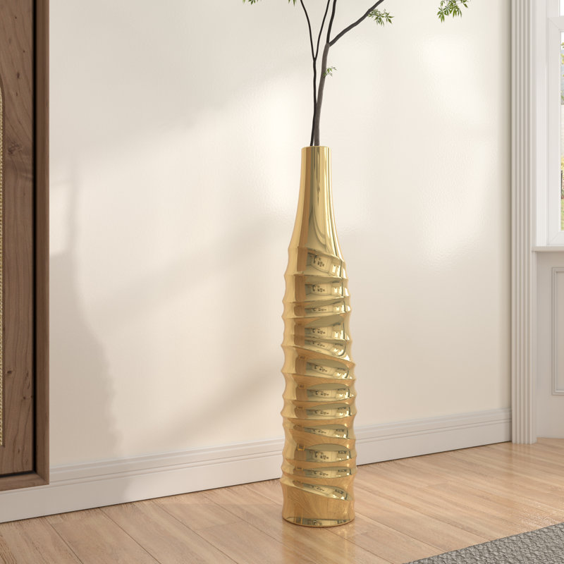 Vase de plancher Aaris, H 24 po x l 5 po x P 5 po, Or pailleté