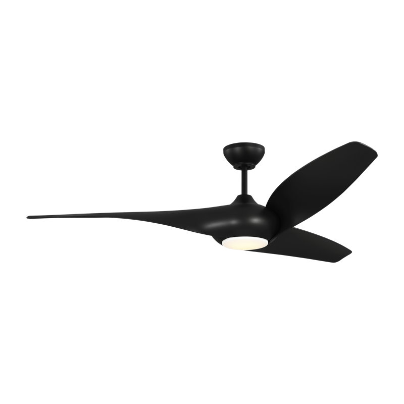 Teller Indoor Ceiling Fan with Threaded Downrod, Midnight Black ABS blades and Handheld Remote, Midnight Black