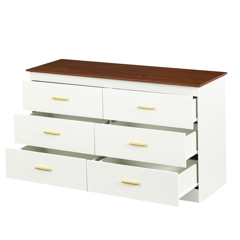 Console de salle à manger avec rangement, panneau de particules, capacité de charge maximale de 110 lb, tiroirs de couloir blancs et bruns inclus