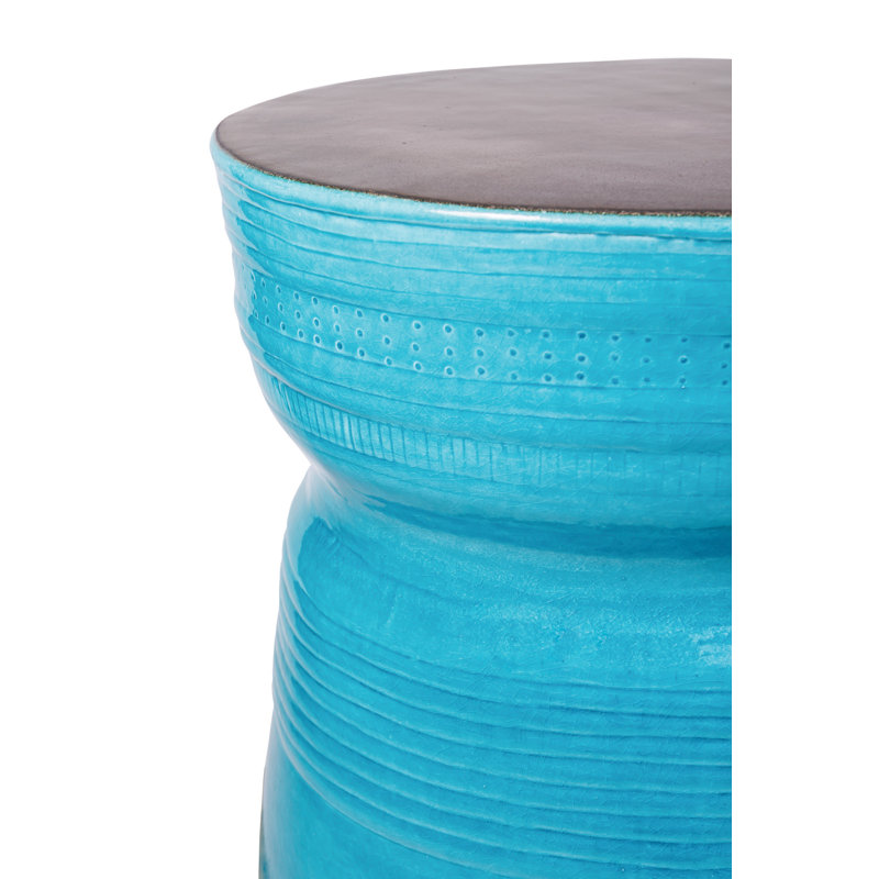 Ancaris Outdoor Round Side Table, Aquamarine Gloss