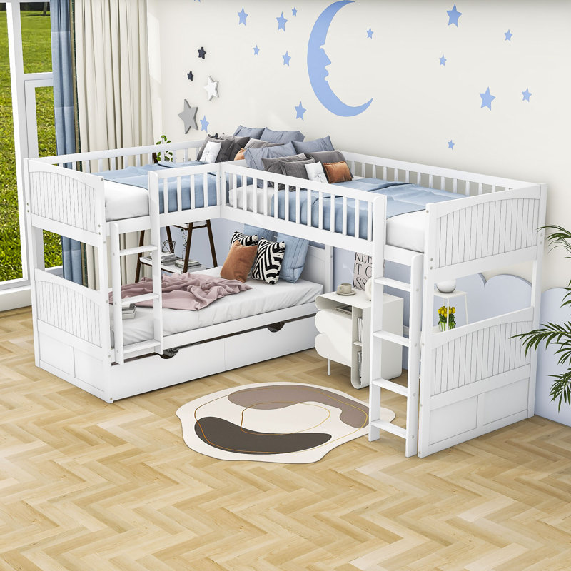 Giuseppina Kids Bunk Bed with Drawers, White