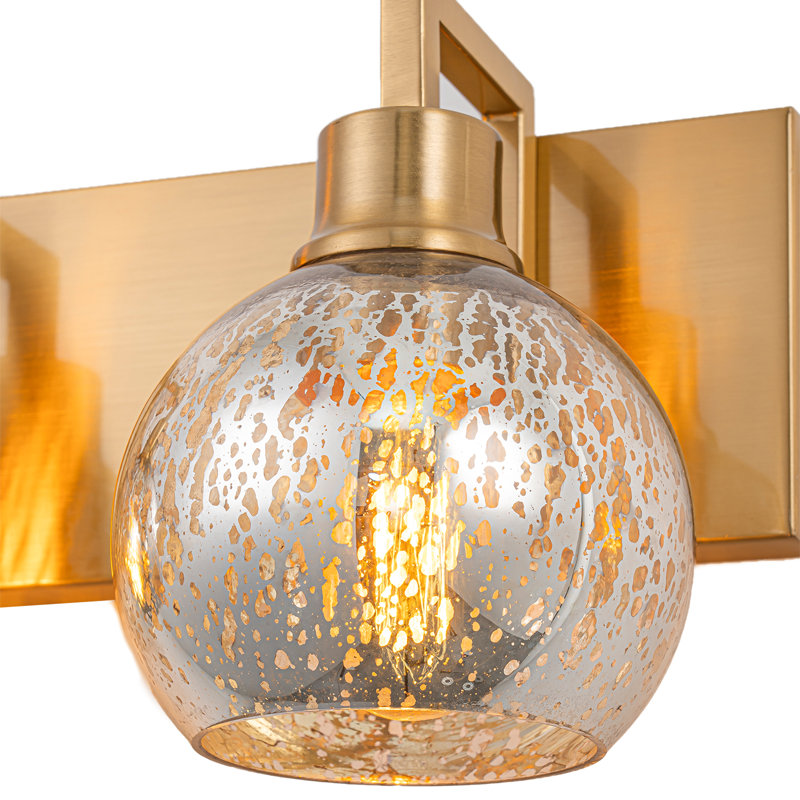 3-Light Mercury Glass Vanity Light - Reversible Mount, Brass & Matte Black Finish, 20.5'' Wide Bathroom Fixture